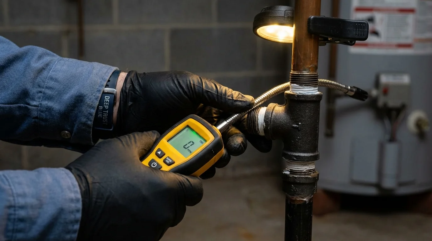 Gas leak detection with electronic sniffer by Johns Plumbing LLC in Latta